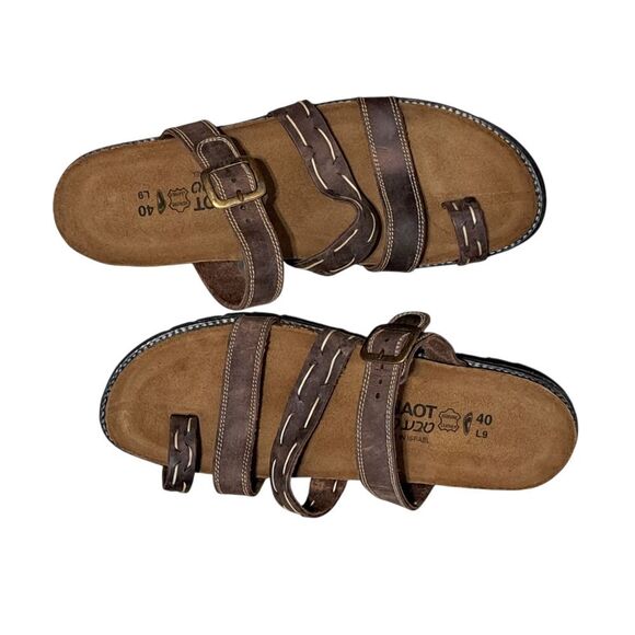 Naot Leather Boho Grunge Casual Slide Slip On Sandals Size 40 US 9 Brown - Picture 8 of 13